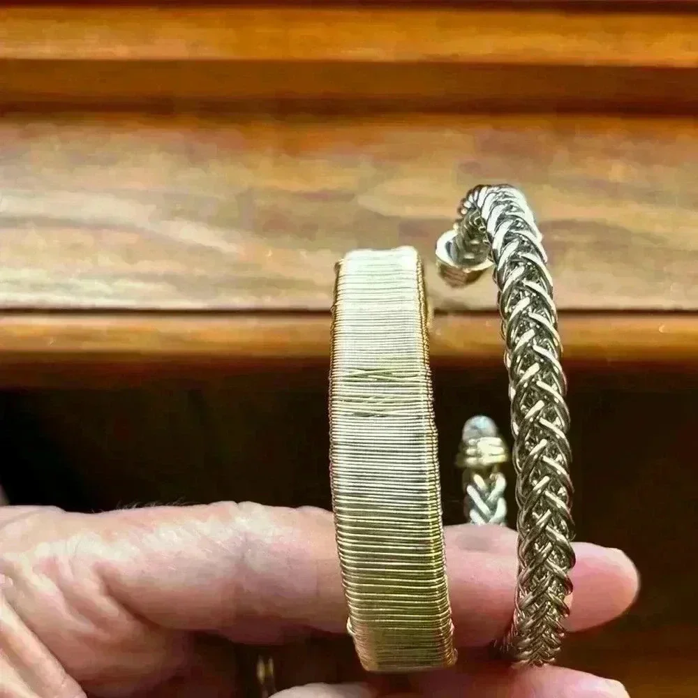 Costume Jewelry 2 Bracelets 1 Silver Tone And 1 Gold Tone